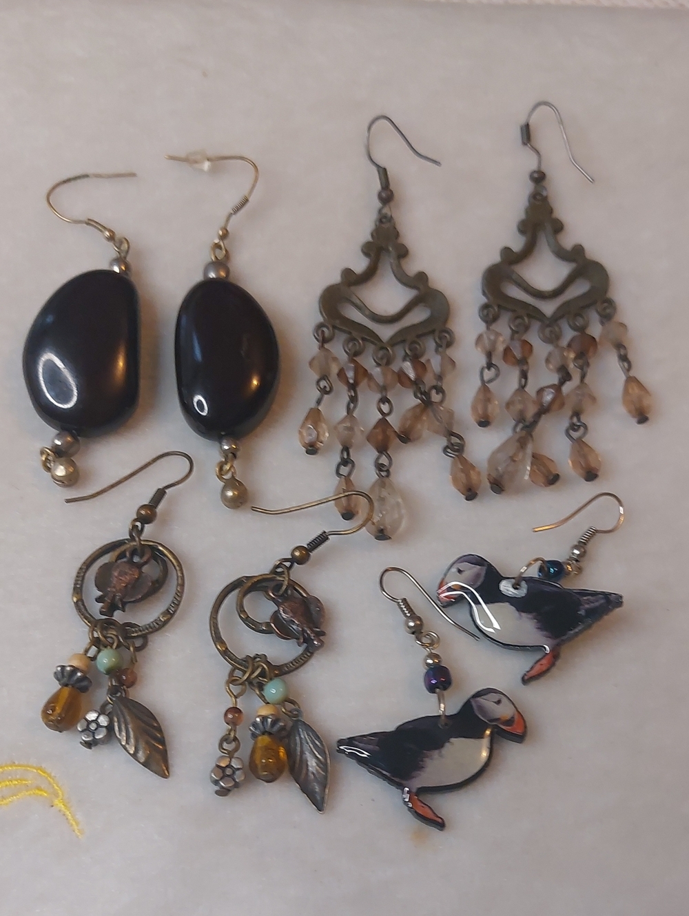 💚3/$25 Vintage Boho & Atlantic Puffin Dangle Earring Lot - 4 Pairs